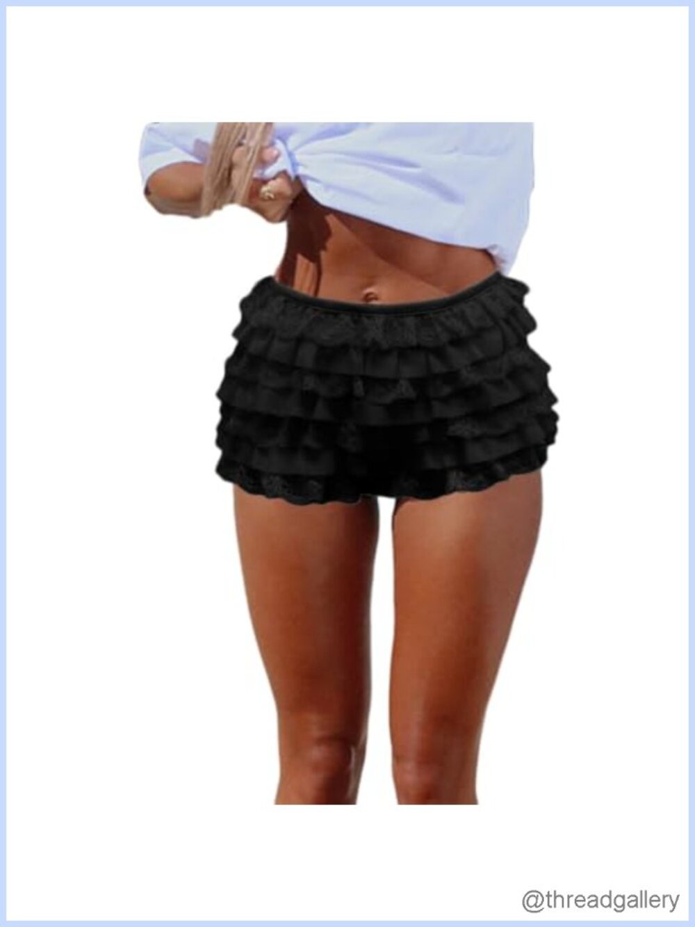 Lace Ruffle Bloomer Shorts Y2K Frilly Pettipants Layering